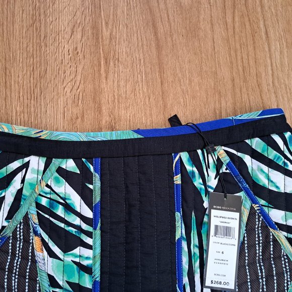 BCBGMAXAZRIA Andrick Black/Combo Waffle Fabric Unlined Skirt Size 6 NWT - Picture 6 of 8